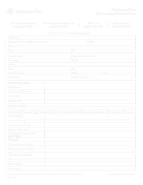Keystone First Prior Authorization Form Template