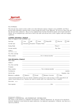 Marriott Hotel And Resorts Credit Card Authorization Form Template
