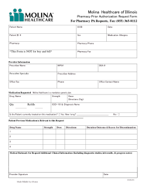 Molina Illinois Prior Request Authorization Form Template