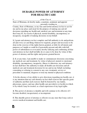 Free Download PDF Books, Montana Durable Power Of Attorney For Health Care Form Template