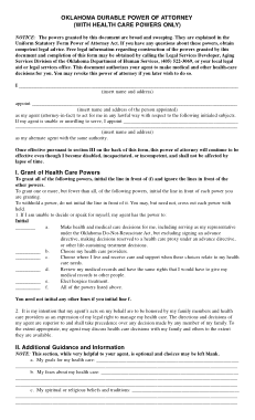 Free Download PDF Books, Oklahoma Durable Power Of Attorney For Health Care Form Template