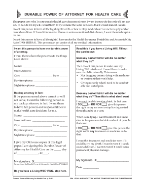 Tennessee Durable Health Care Power Of Attorney Form Template