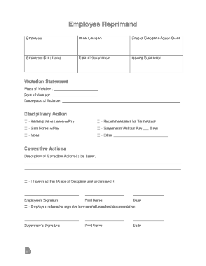 Free Download PDF Books, Employee Reprimand Form Template