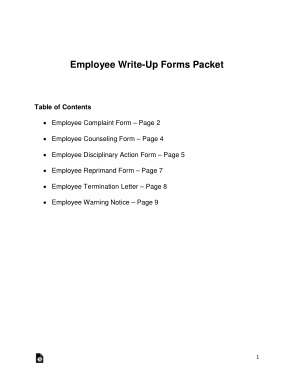 Employee Write Up Forms Packet Form Template
