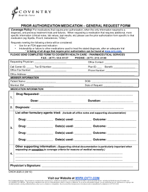 Coventry Health Care Prior Authorization Form Template