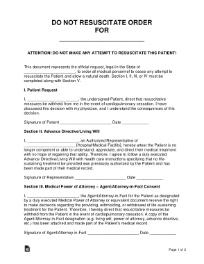 Do Not Resuscitate Order Form Template