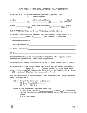 Free Download PDF Books, Payment Installment Agreement Form Template
