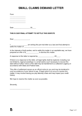 Small Claims Demand Letter Template