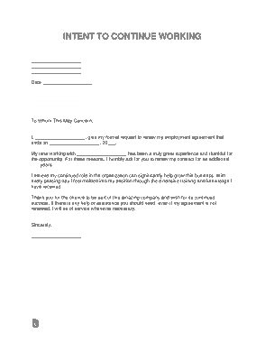 Letter of Intent To Continue Working Sample Letter Template
