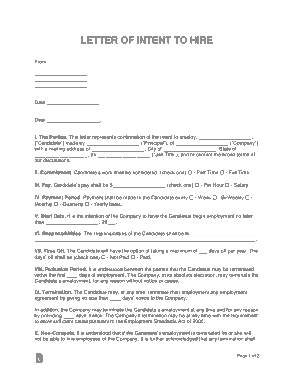Letter of Intent To Hire Sample Letter Template