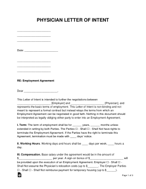 Physician Letter of Intent Sample Letter Template