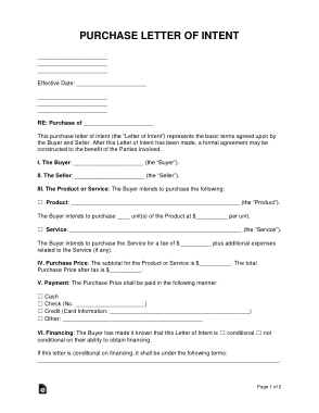 Purchase Letter of Intent Sample Letter Template