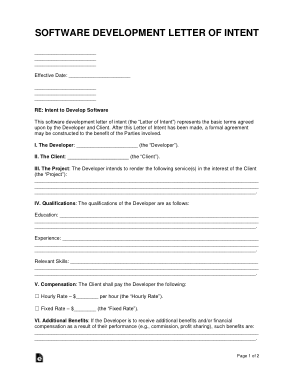 Free Download PDF Books, Software Development Letter of Intent Sample Letter Template