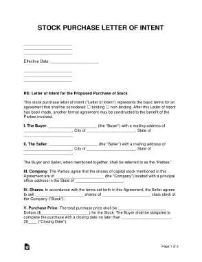 Free Download PDF Books, Stock Purchase Letter of Intent Sample Letter Template