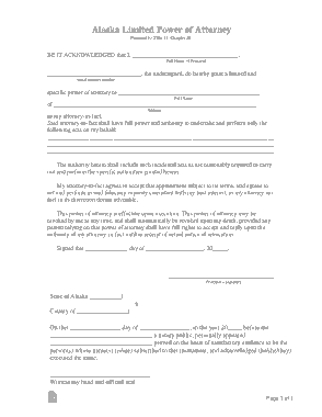 Alaska Limited Power Of Attorney Form Template