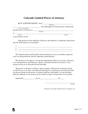 Free Download PDF Books, Colorado Limited Power Of Attorney Form Template