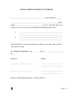 Maine Limited Power Of Attorney Form Template