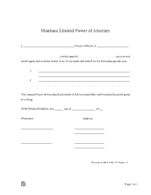 Free Download PDF Books, Montana Limited Power Of Attorney 1 Form Template
