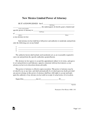 New Mexico Limited Power Of Attorney Form Template