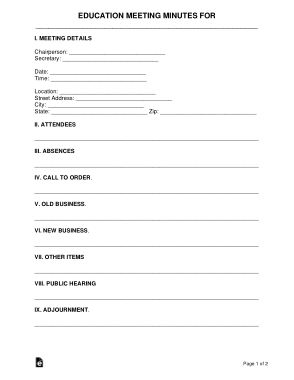 Education Meeting Minutes Form Template