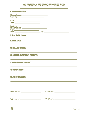 Quarterly Meeting Minutes Form Template