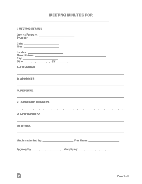 Sample Meeting Minutes Form Template