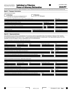 California Tax Power Of Attorney Form 3520 Pit Form Template