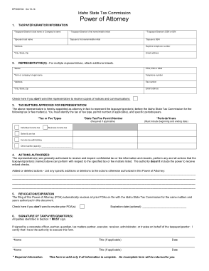 Idaho Tax Power Of Attorney Form Template