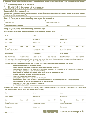 Illinois Tax Power Of Attorney Form Il 2848 Form Template
