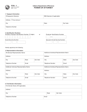 Indiana Tax Power Of Attorney 49357 Form Template