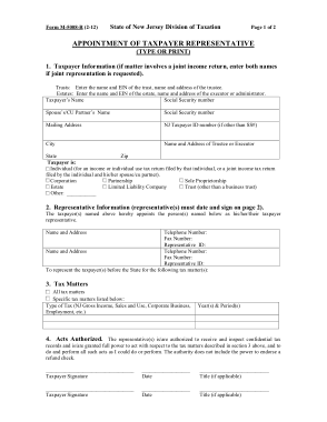 New Jersey Tax Power Of Attorney Form M5008r Form Template