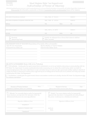 West Virginia Tax Power Of Attorney Form Wv2848 Template