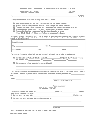Colorado Eviction Notice Form Jdf 101 Form Template