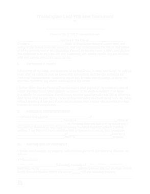 Washington Last Will And Testament Form Template