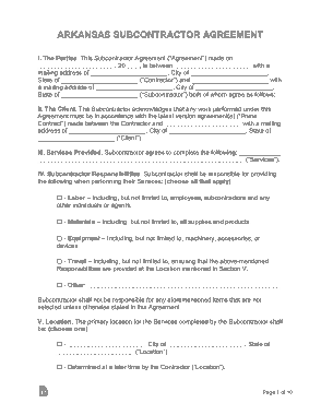 Free Download PDF Books, Arkansas Subcontractor Agreement Form Template