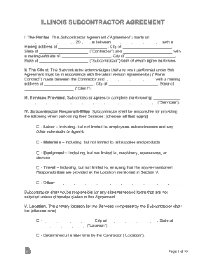 Illinois Subcontractor Agreement Form Template