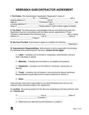 Free Download PDF Books, Nebraska Subcontractor Agreement Form Template