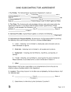 Free Download PDF Books, Ohio Subcontractor Agreement Form Template