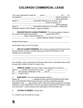 Colorado Commercial Lease Agreement Form Template