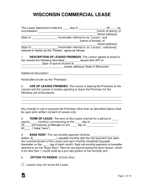 Wisconsin Commercial Lease Agreement Form Template