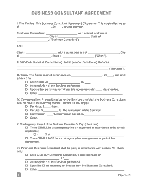 Business Consultant Agreement Form Template