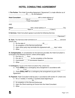 Hotel Consultant Agreement Form Template