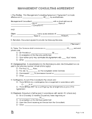 Management Consultant Agreement Form Template