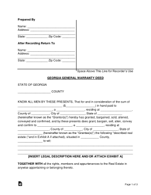 Free Download PDF Books, Georgia General Warranty Deed Form Template