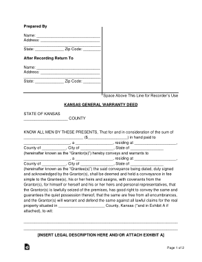Free Download PDF Books, Kansas General Warranty Deed Form Template