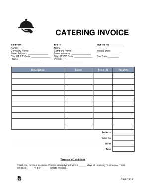 Catering Invoice Form Template