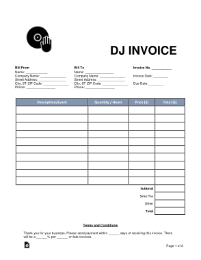 DJ Invoice Form Template