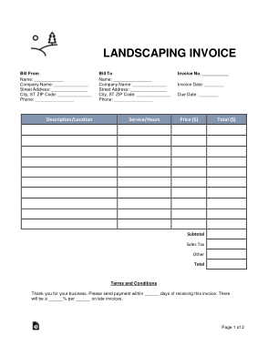 Free Download PDF Books, Landscaping Invoice Form Template