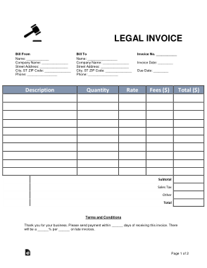 Legal Invoice Form Template