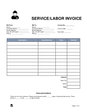 Service Labor Invoice Template